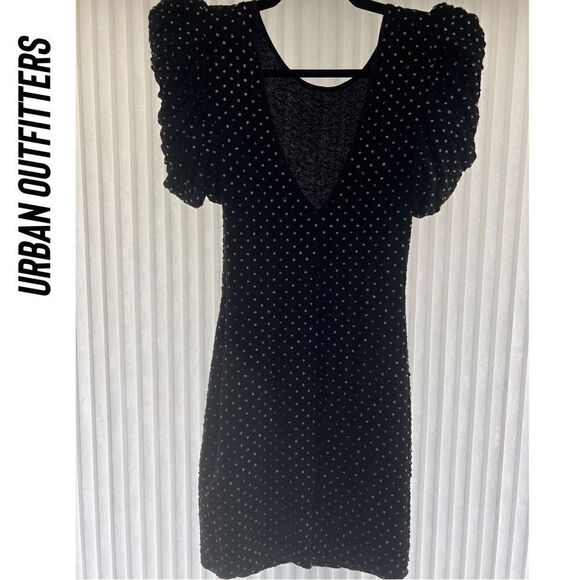 URBAN OUTFITTERS HAGUE RHINESTONE PUFF SLEEVES MINI DRESS BODYCON NEE SP - Picture 6 of 8